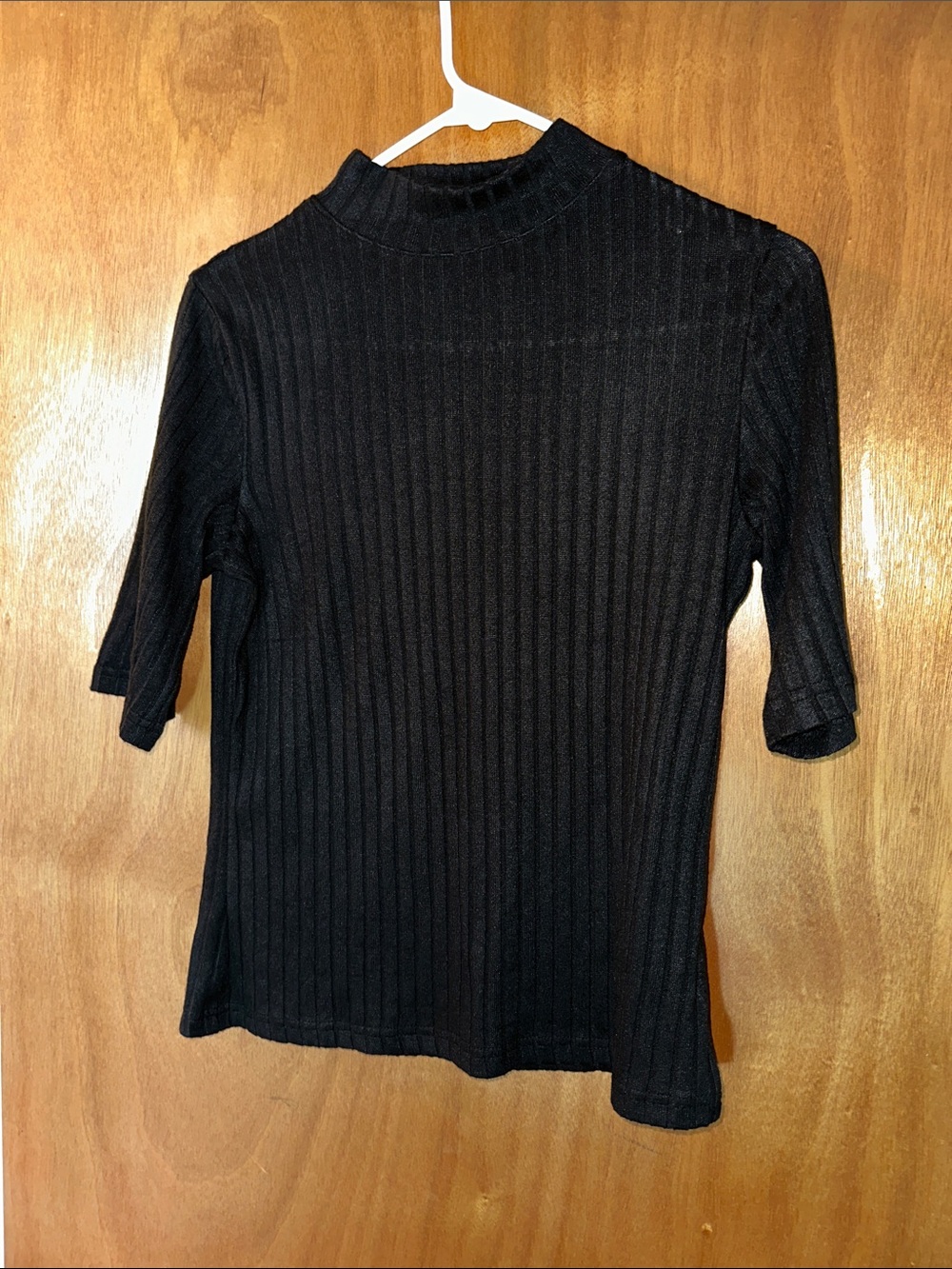 Women's Black Ribbed Crop Top - Mock Neck